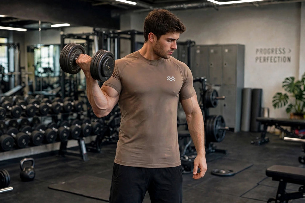 Men Half sleeve rapid dry | Body fit | Mocha mousse